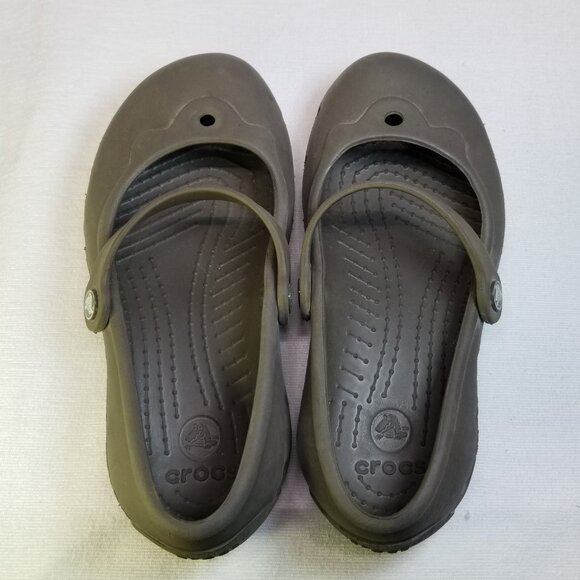 Crocs Toddler Slip On Mary Jane Shoes Size 12/13 (Child) Brown Kids Girls - Picture 9 of 11